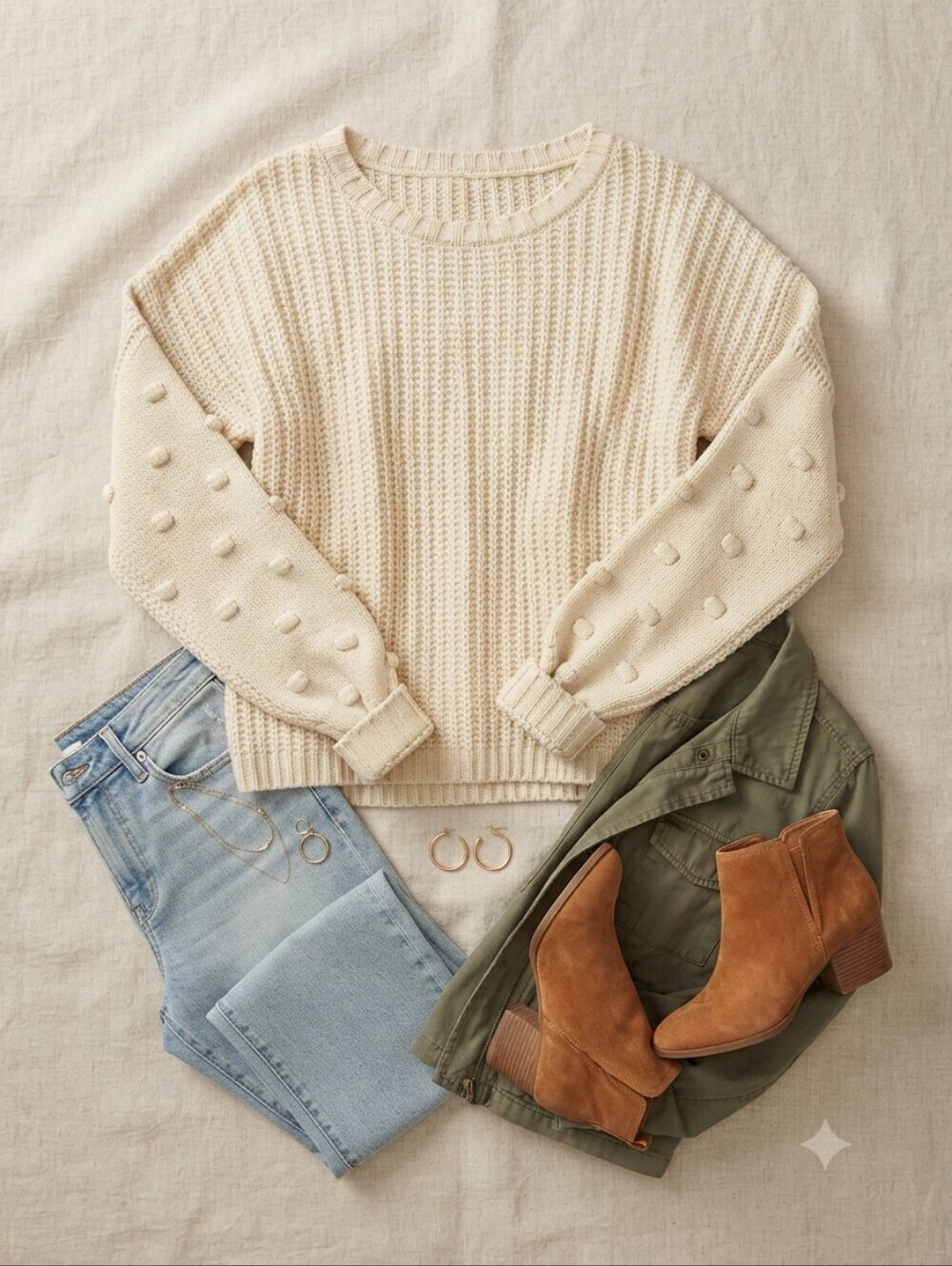 Moon & Madison White Cream Long Sleeve Knit Sweater